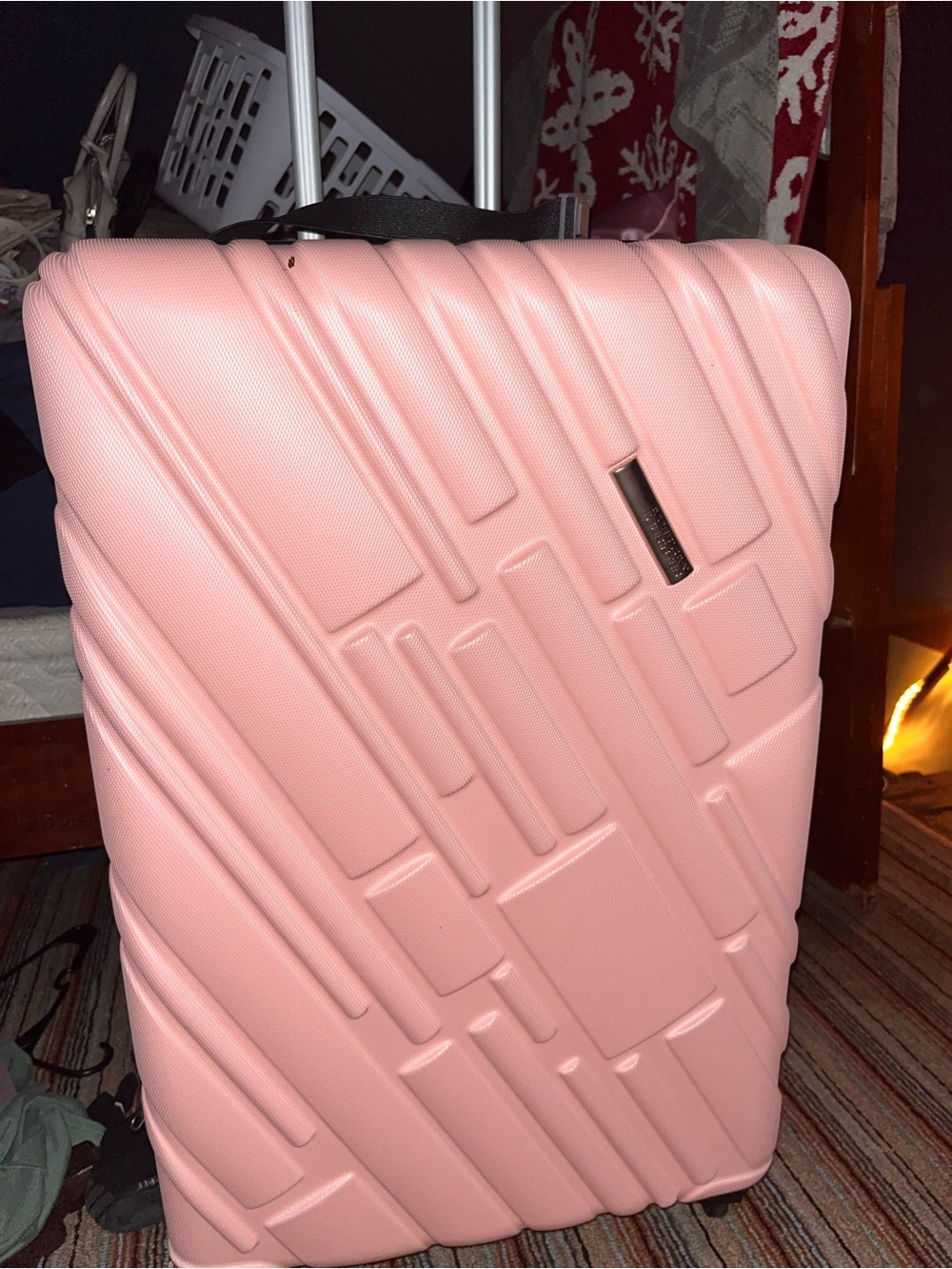 American Tourister Pink Textured Hardshell Spinner Luggage